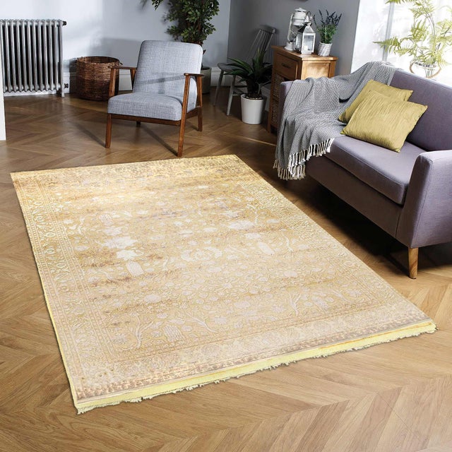 Pasargad DC Beige Tabriz Silk & Wool Rug For Sale - Image 4 of 4