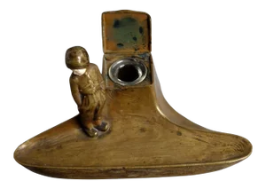 Peter Tereszczuk "Art Nouveau" Gilt Bronze Dutch Boy Figure Inkwell Stand