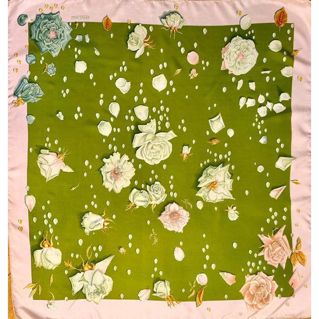 HERMÈS la ROSÉE Silk Scarf designed by Anne Gavarni 1960 For Sale - Image 10 of 13