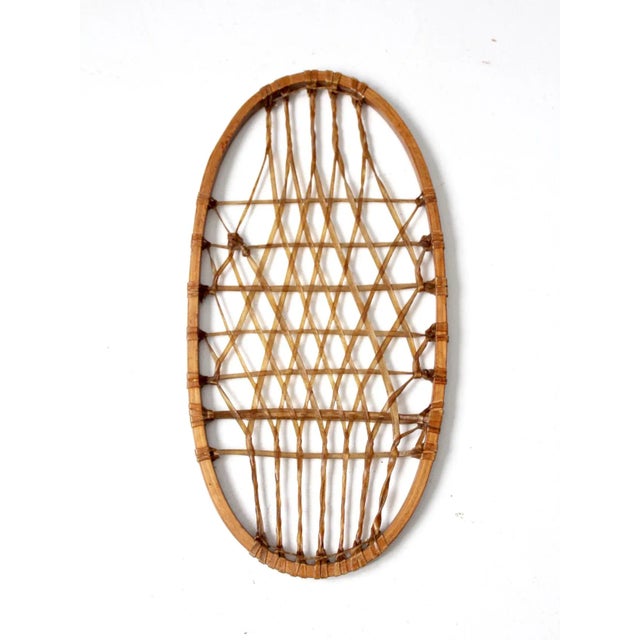 1940s Lund Wooden Snowshoe With Rawhide Webbing For Sale - Image 12 of 13