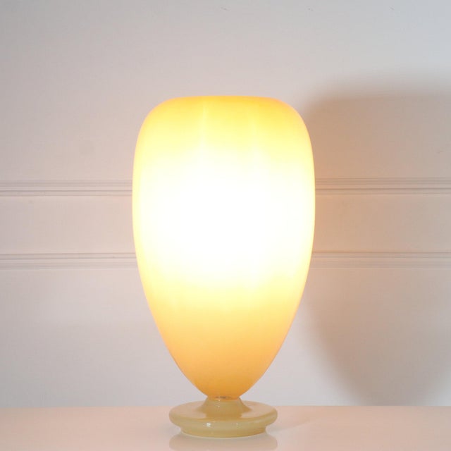 1970s Italian Oversized Biomorphic Amber Glass Balloon Lamp For Sale - Image 4 of 8