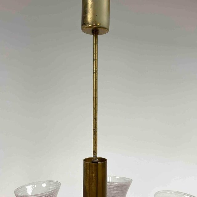 Metal Italian Brass and Glass Chandelier in the style of Sciolari, 1960s For Sale - Image 7 of 10