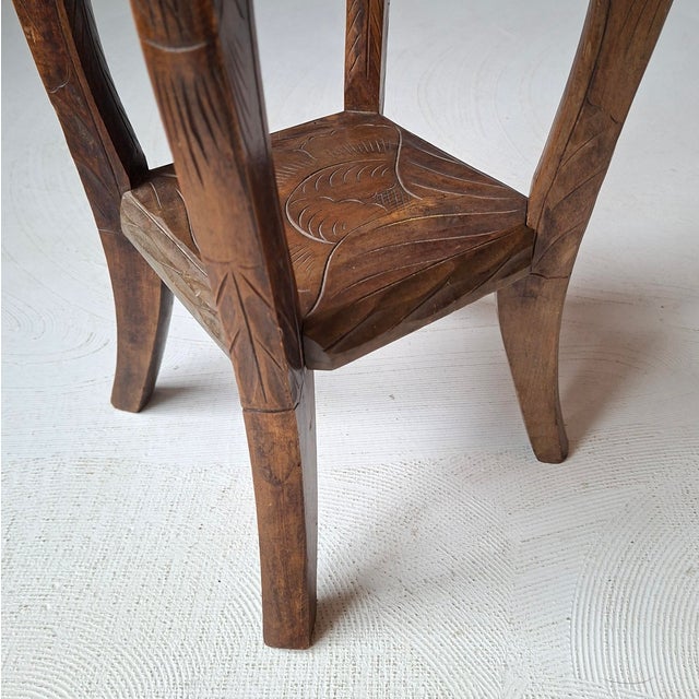 Japanese Hand-Carved Side Table from Liberty & Co, 1900s For Sale - Image 6 of 8