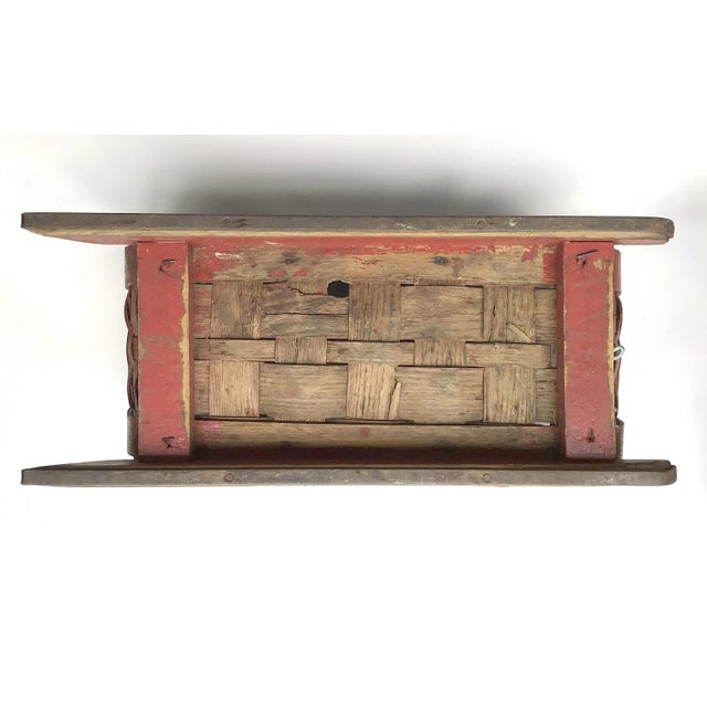 Wood Vintage Red Basket Pull Sled For Sale - Image 7 of 8