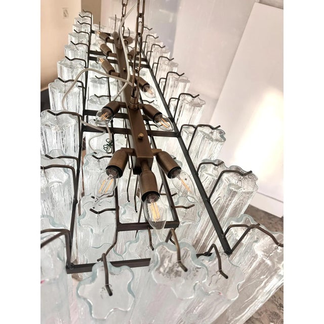 Early 21st Century Rectangular Tronchi Murano Glass Burnished Chandelier by Simoeng For Sale - Image 5 of 10