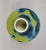 Modern Lime Green and Blue Crystalline Porcelain Art Vase With Stand For Sale - Image 4 of 9