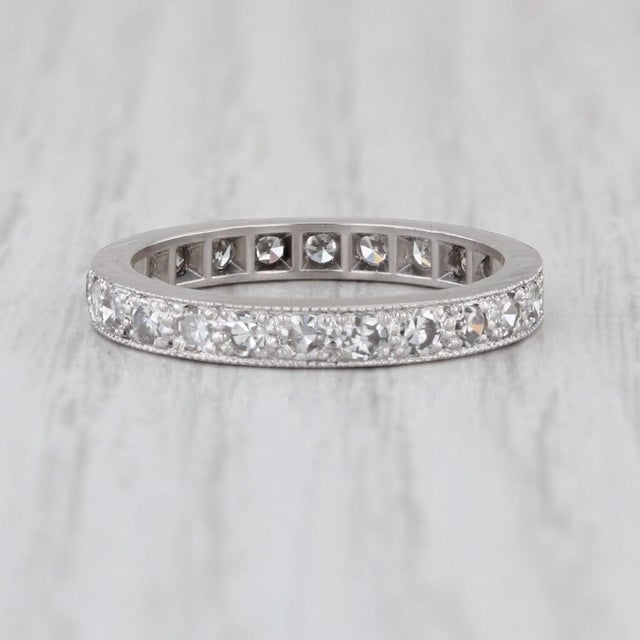 2010s Vintage 0.70ctw Diamond Eternity Band 900 Platinum Wedding Ring Annivesary, Size 6.75 For Sale - Image 5 of 7