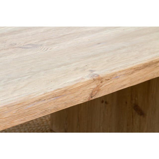 Tan Monumental Solana Reclaimed Wood Pedestal Dining Table For Sale - Image 8 of 10