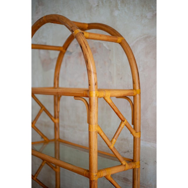 Boho Chic Vintage Arched Bamboo Bookcase, 1970s For Sale - Image 3 of 9