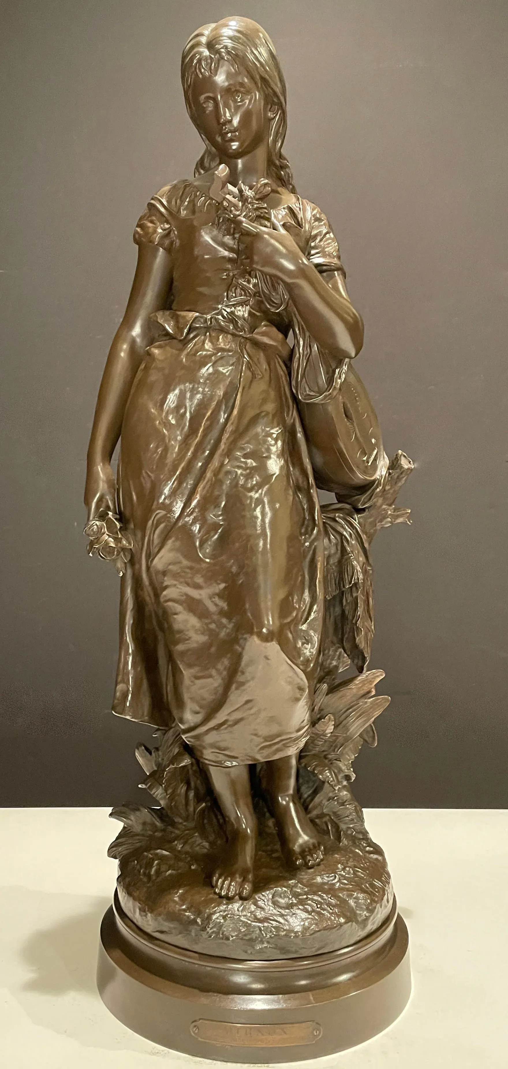 Late 19th Century Bronze Young Girl By Hippolyte Francois Moreau
