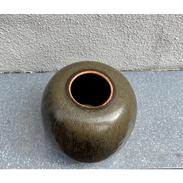 Bing & Grondahl Mid-Century Stoneware Vase in Brown Glazes by Valdemar Petersen for Bing & Grondahl, 1960s For Sale - Image 4 of 9