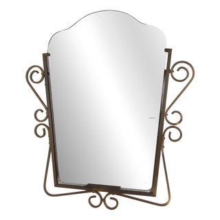 Vintage Faceted Mirror in Brass Frame, 1950s For Sale