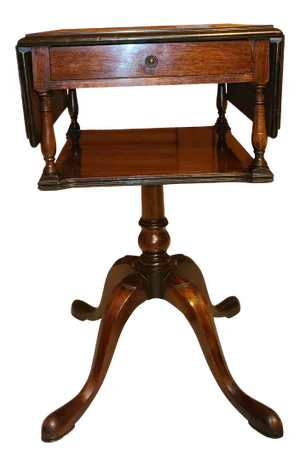 Wm. A Berkey Mahogany Drop Leaf Side Table