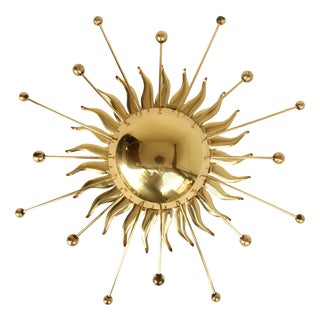 Sunburst Sputnik Wall Lamp in Brass, 1950s For Sale