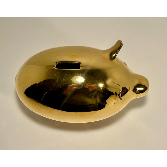 Contemporary Rare Vintage Discontinued Jonathan Adler Gold Piggy Coin Bank Hand Made in Peru For Sale - Image 3 of 10