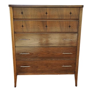 Mid 20th Century Broyhill Saga Highboy Tallboy Mid Century Modern Dresser Chest of Drawers For Sale