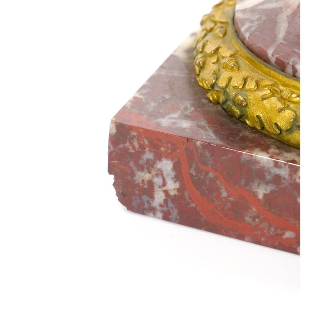 French Louis XVI Style Candelabra / White-Veined Red Marble & Gilt Bronze, 1885 For Sale - Image 15 of 18