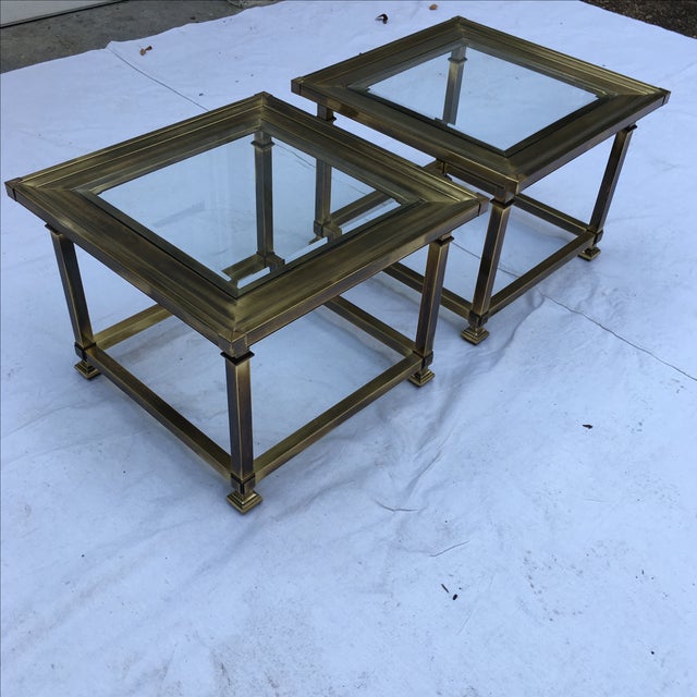 Brass PictureFrame Side Tables by Mastercraft Pair Chairish