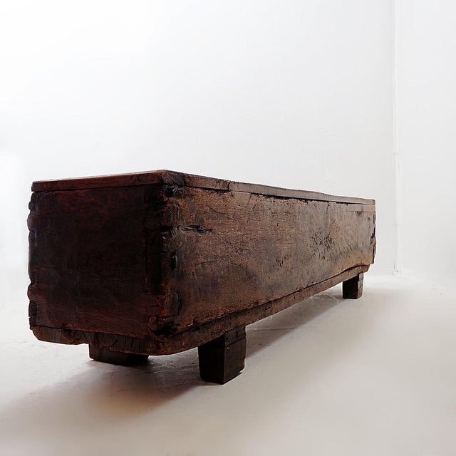 Spanish Carved Oak Bench Coffer, 1700s For Sale - Image 12 of 16