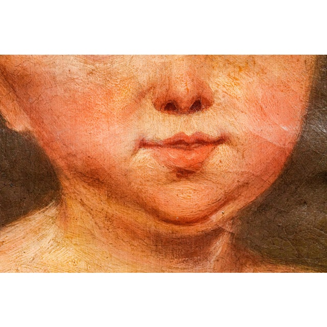 English School Antique Folk Art Oil Painting Portrait in Burr Wood Frame Home Wall Decor For Sale - Image 10 of 18