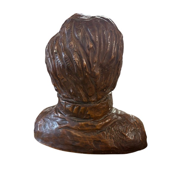 Plastic 1971 Vintage Glazed Art Bust Sculpture Attributed to Robert Cole For Sale - Image 7 of 8