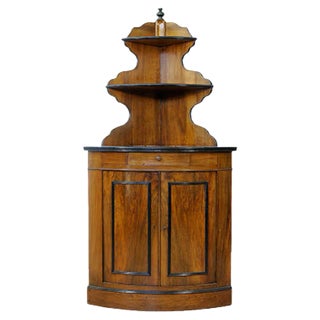 Antique Rounded Front End Walnut Corner Sideboard For Sale