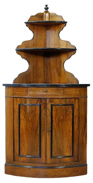 Antique Rounded Front End Walnut Corner Sideboard
