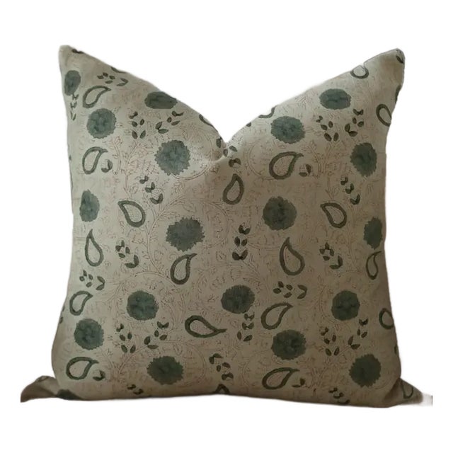 Fabdivine Handmade Block Printed Cushion Cover 24x24 Inch Cotton Satin-Gopi For Sale