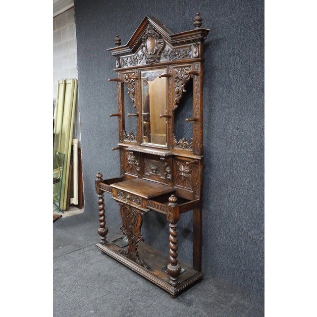 Victorian 19th C. Oak Victorian Hall Rack For Sale - Image 3 of 11