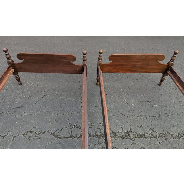 Brown Mid 20th Century Pair of American Empire Style Twin-Size Bed Frames For Sale - Image 8 of 12