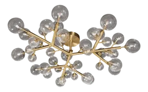 Custom and Exclusive Brass and Murano Glass Molecular "Snowflake" Chandelier