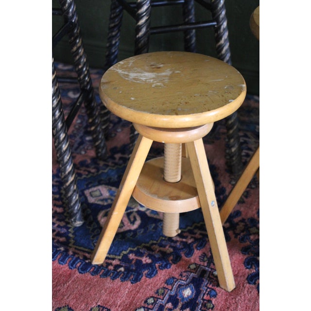 Vintage Adjustable Screw Stools For Sale - Image 4 of 15