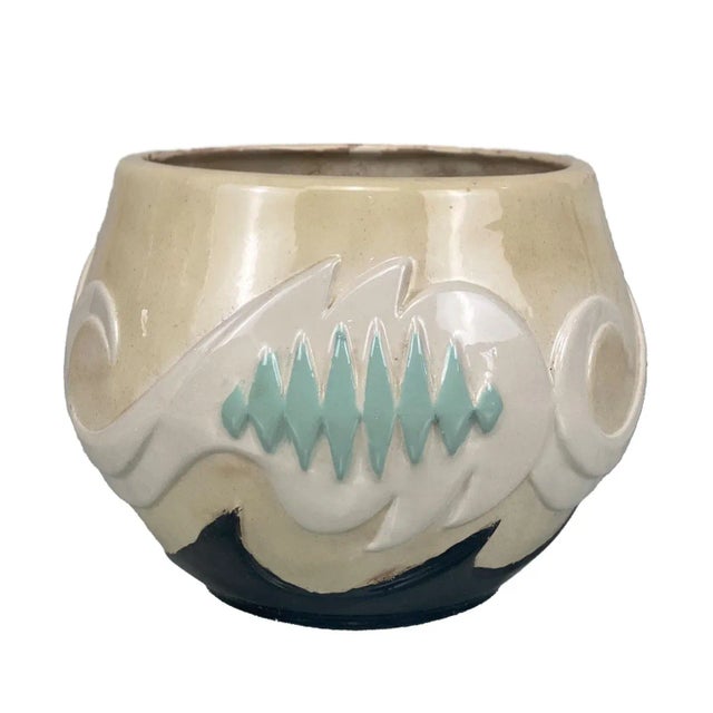 Vintage Southwestern Pottery Porcelain Indoor Jardiniere Planter For Sale - Image 9 of 9