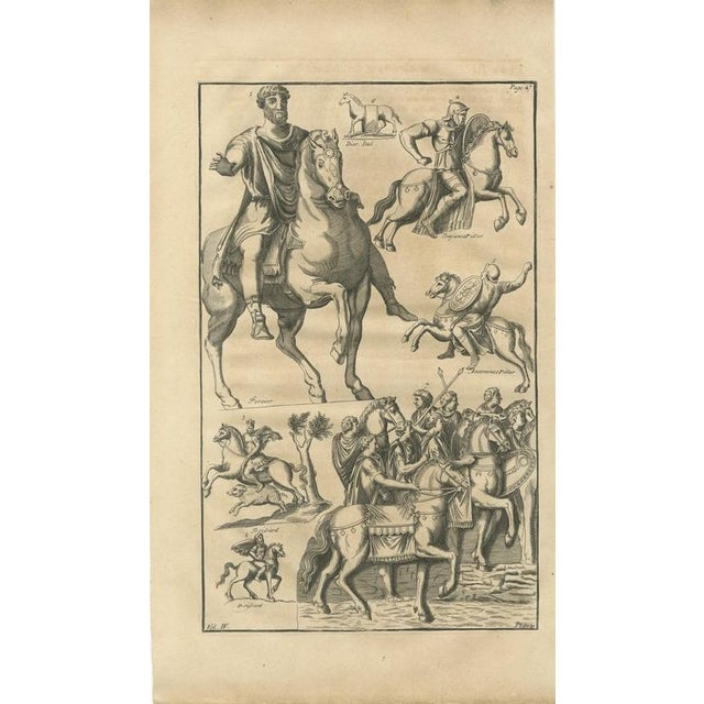 Baroque Montfaucon, Roman Equestrian Statue and Cavalry Reliefs, Montfaucon Engraving, 1722, Engraving For Sale - Image 3 of 8