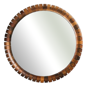 Mid-Century Danish Round Teak Mirror, 1960s