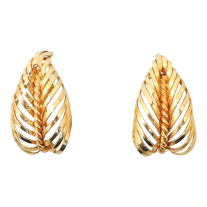 Vintage 1968 Signed Napier Goldtone Leaf Clip Earrings - 2 Pieces