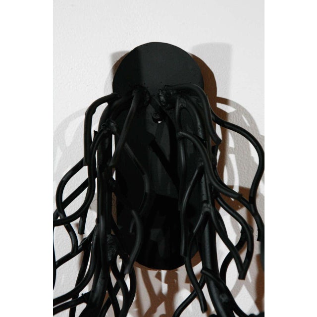 1970s Double Faux Black Coral Sconce With Brass Candle Covers For Sale - Image 4 of 9