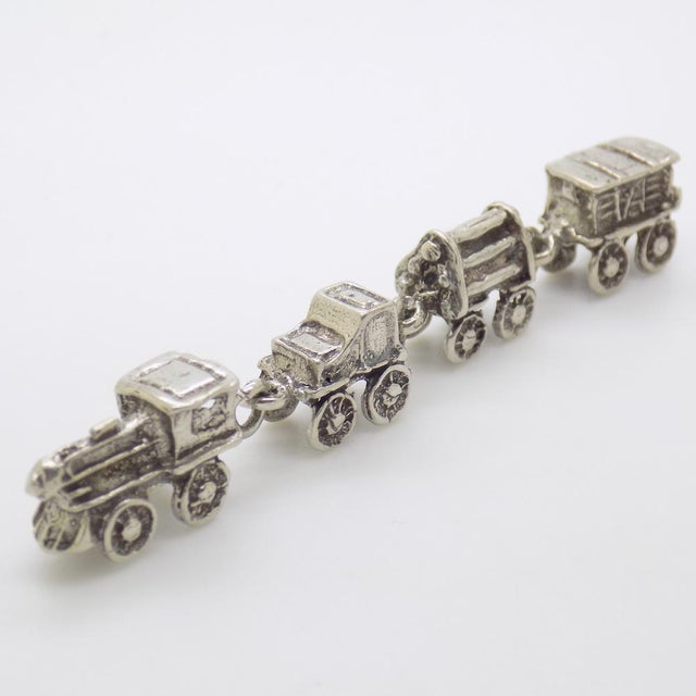 Metal Vintage Italian Handmade Silver Toy Train, 1970s For Sale - Image 7 of 12
