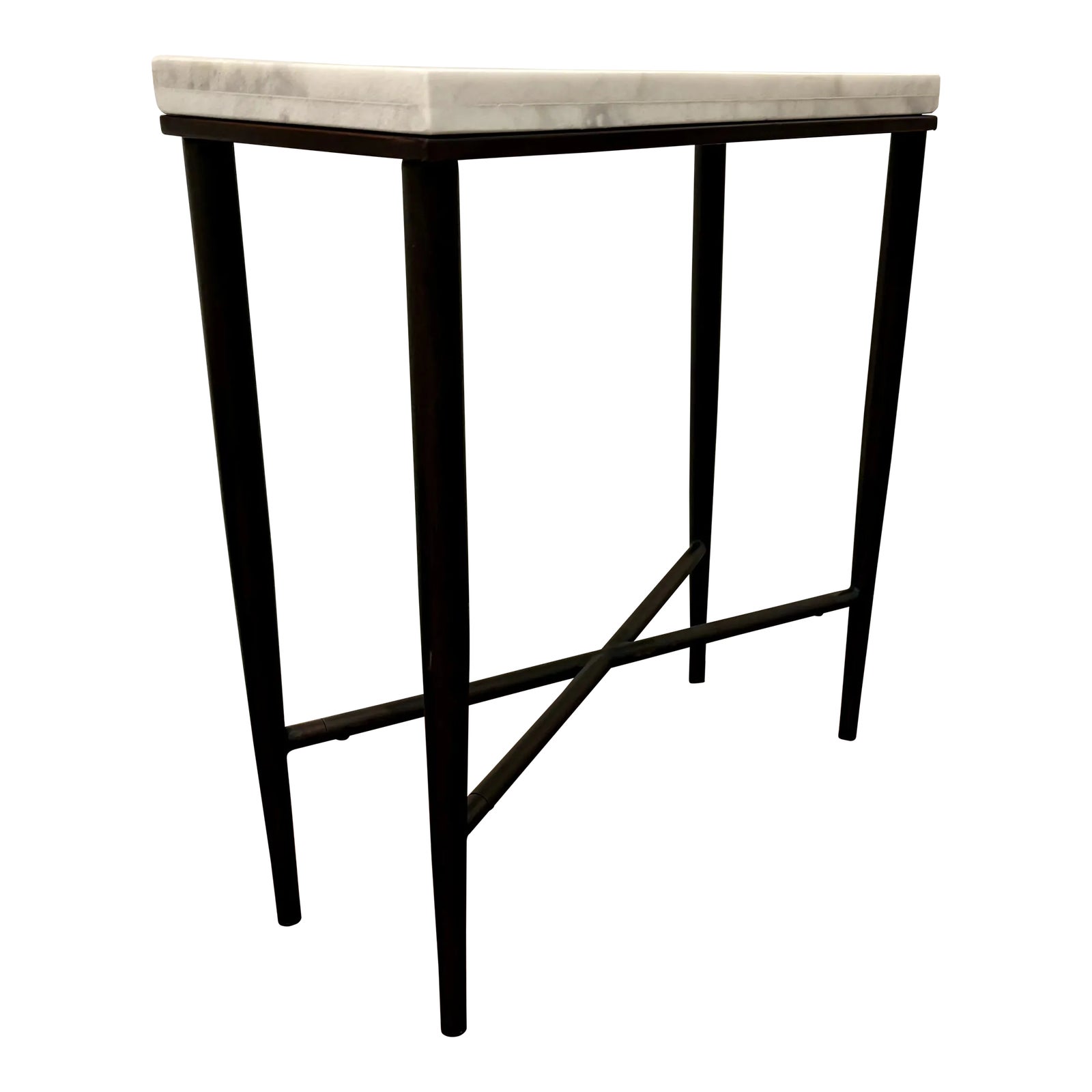 Modern Rectangular Carrara Marble Side Table | Chairish