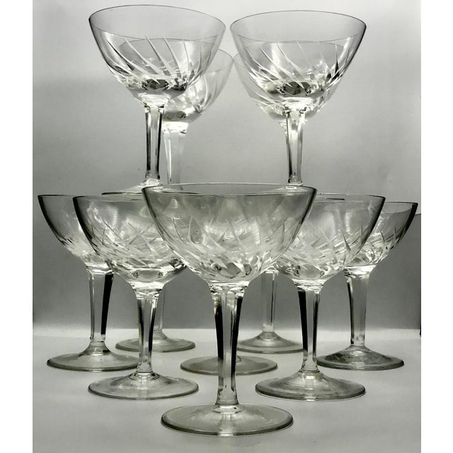 Antique Swirl Cut Crystal Champagne Coupes - Set of 12 For Sale - Image 9 of 9