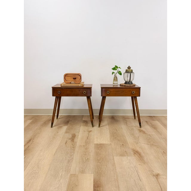 Pair of Vintage Atomic Nightstands Retro Bedside Tables MCM End Tables For Sale - Image 10 of 17