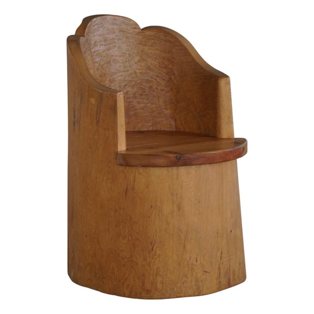 Swedish Modern Wabi-Sabi Style Stump Chair in Pine, 1960s For Sale