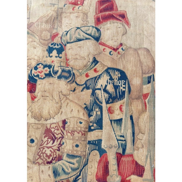 Large Antique Gothic Adaptation the War of Troy Tapestry French Europe Tapestry For Sale - Image 11 of 18