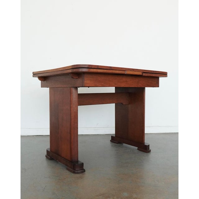 Antique Tiger Oak Draw-Leaf Dining Table For Sale - Image 4 of 14