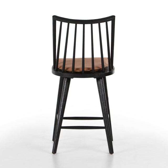 Wood Four Hands Lewis Windsor Counter Stool - Whiskey Saddle and Black Oak For Sale - Image 7 of 11