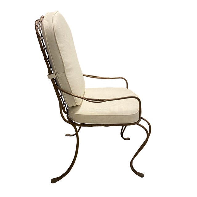 English Rose Tarlow's Iron "Twig" Outdoor Dining Table and Chairs With New Cushions For Sale - Image 3 of 9