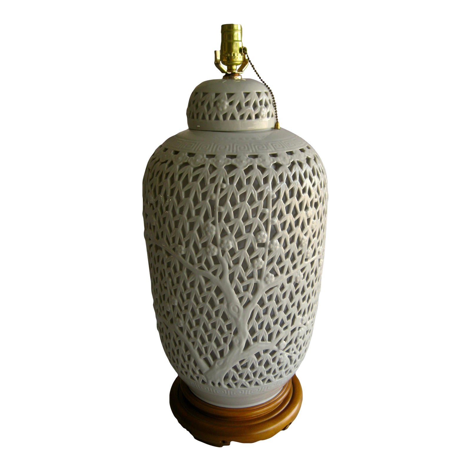 Large Mid-Century Japenese Cherry Blossom Reticulated White Porcelain ...