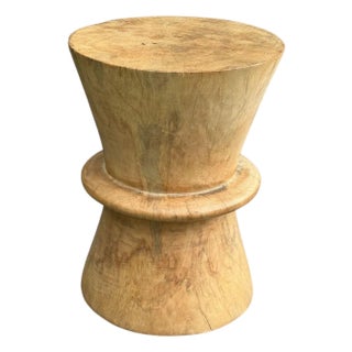 Sculptural Mango Wood Side Table, Natural Finish, Modern Organic For Sale