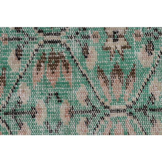 Vintage Zeki Müren Rug in Teal With Geometric Patterns, From Rug & Kilim For Sale In New York - Image 6 of 7