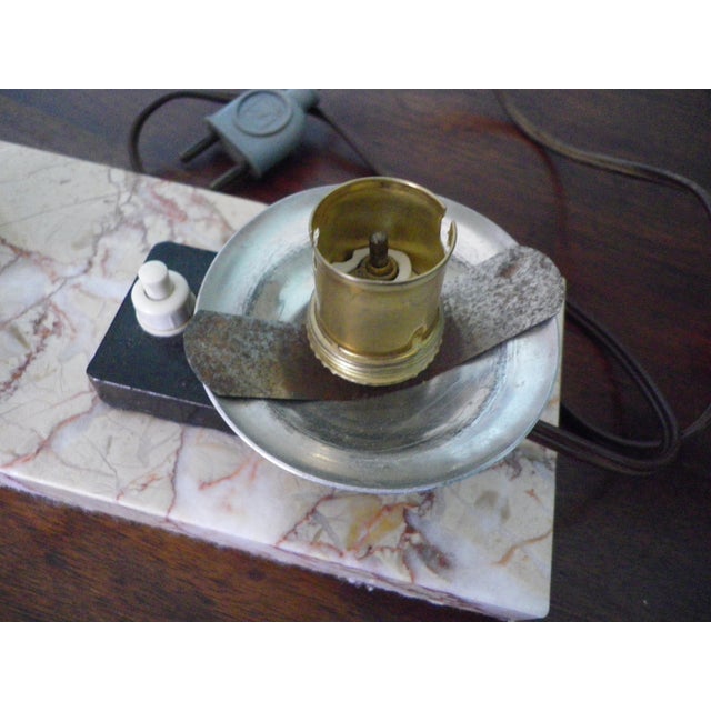 Table Lamp with Marble Base, Brass Bird Decoration and Opaline Lampshade, 1940s For Sale - Image 11 of 17